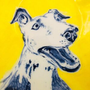 σκύλος κίτρινο κεραμικό μπολ dog yellow ceramic bowl