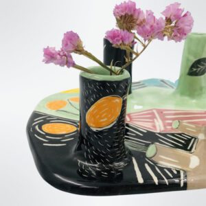 κεραμικό κηροπήγιο και ανθοδοχείο ceramic candleholder flower vase