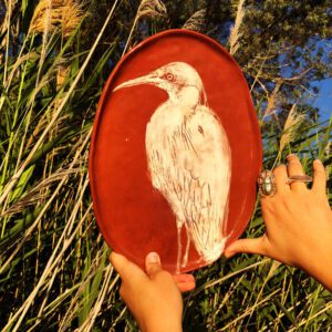 κεραμική πιατέλα θαλασσοπούλι ceramic platter seabird